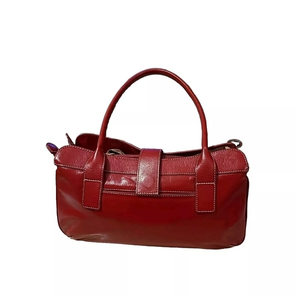 Hype Vintage Red Leather Double Strapped Accordion Style  Hand/Shoulder Bag EUC - Picture 2 of 16